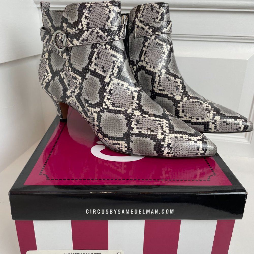 Sam Edelman Snakeskin Pattern Kingston Booties with Kitten Heel
